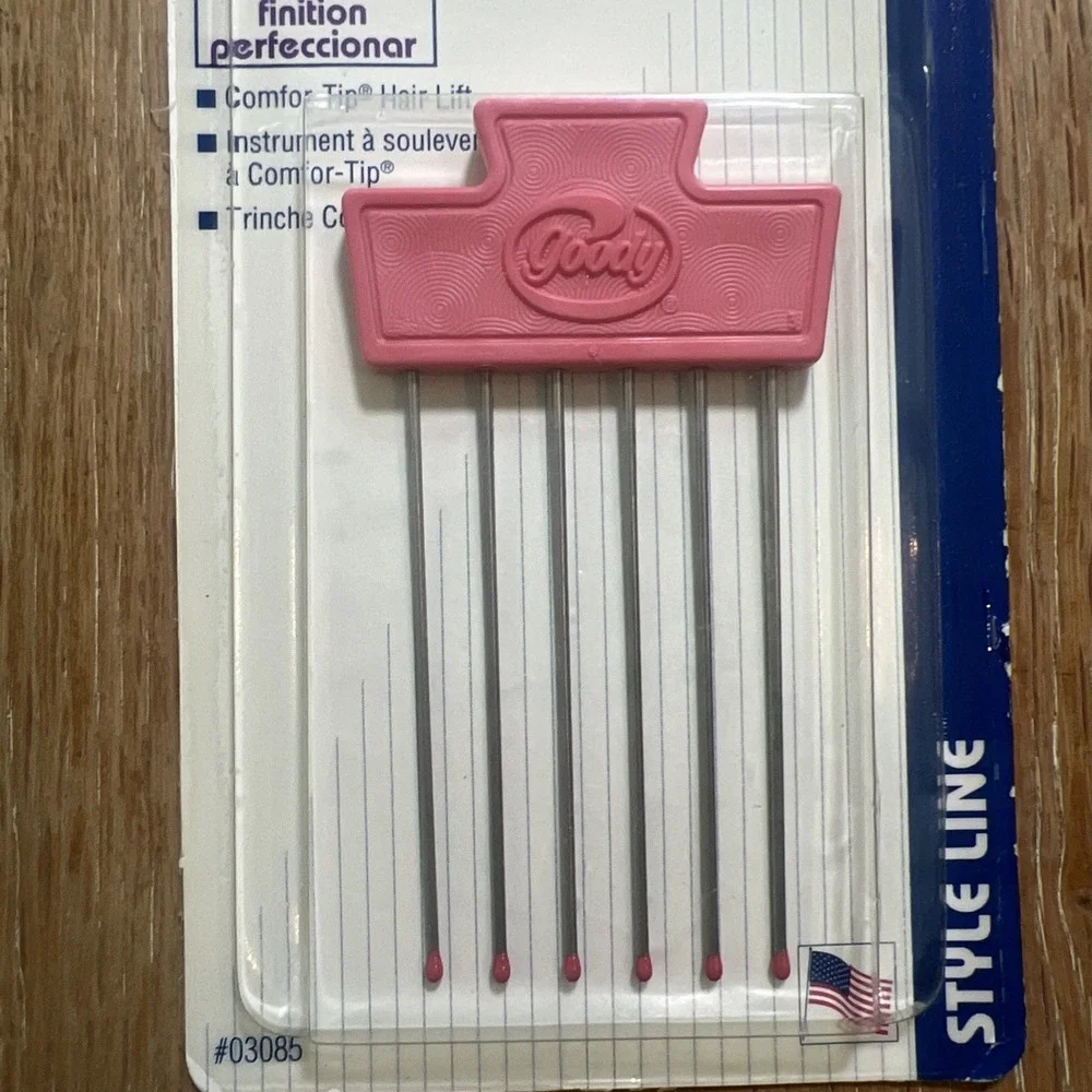 VTG 1996 Goody Style Line Comfor-Tip Hair Lift Pick Stainless Steel Pink Comb